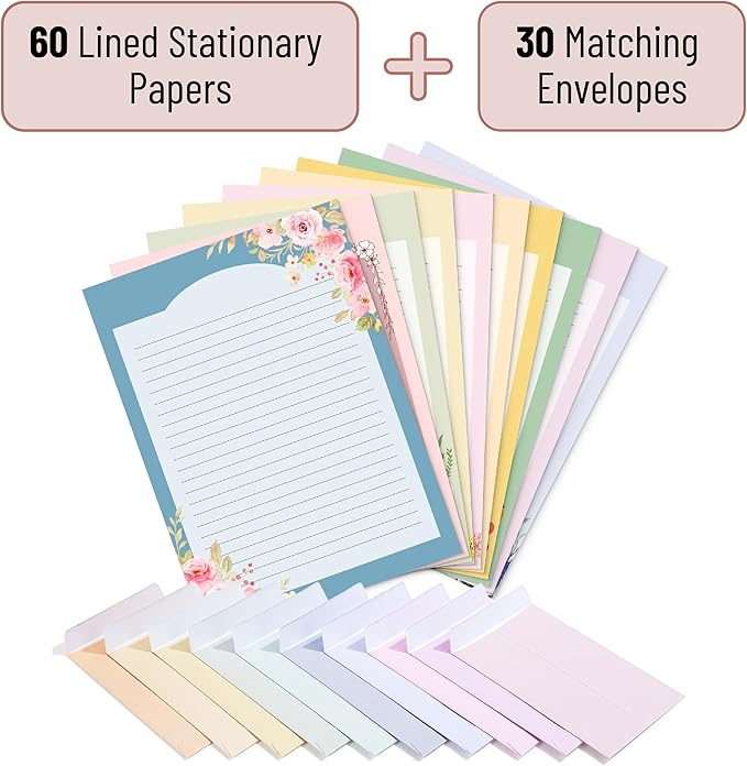 Mr. Pen- Stationery Writing Paper with Envelopes, 60 Letter Writing Paper with 30 Envelopes, Cute Stationary Set for Writing Letters, Stationary Paper, Writing Paper Stationary, Letter Set