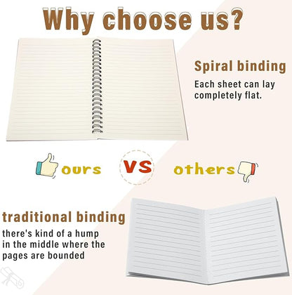 Fuutreo 24 Pcs Spiral Notebook for Work A5 8.3 x 5.7 Inch College Ruled Spiral Journal Notebook Kraft Cover, 12 Color, 60 Sheets, 120 Pages for Office School Supplies(Taro Color)