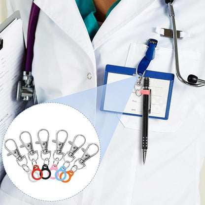 6PCS Retractable Pen Holders - Clip on Pens for Badge Reel, Perfect Pen Holder for Lanyard, Nurses, and X-ray Marker Holder