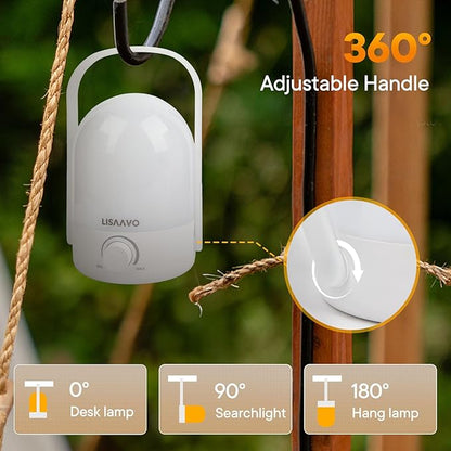 Rechargeable Lamp 1200mAh Small Bedside Rechargeable Lanterns Dimmable Led Cordless Tent Light Holiday Gifts Work,White