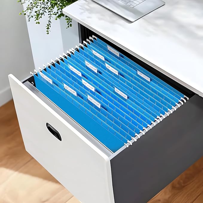 SUNEE Hanging File Folders Legal Size, Blue File Folders 25 Pack 1/5-Cut Tabs, Stay Organized for Your Home and Office Bulk File and Documents