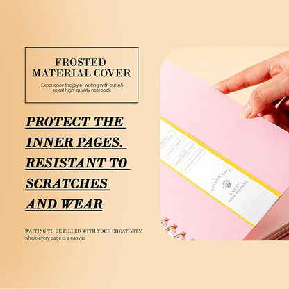 Dot Grid Spiral Notebook A5 Spiral Bullet Dotted Journal 160 Pages Thick Dot Paper Notebooks Plastic Hardcover Spiral Notebook 5x7 Wire Bound Notebooks for Note Taking School Office Supplies,Pink