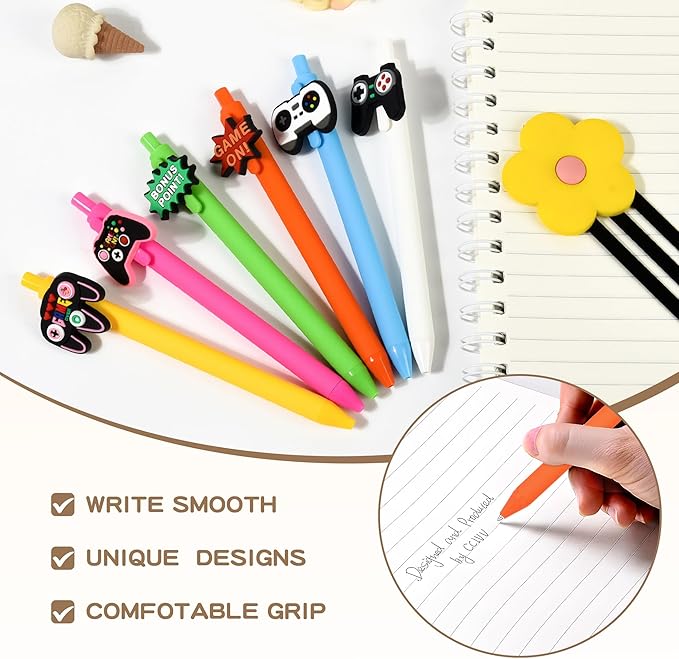 10Pcs Funny Video Game Theme Ballpoint Pens with Emotional Support for Adults Bulk for Coworkers Team Staff Funny Office Stationary (Video Games)