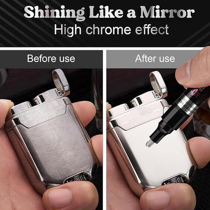 LET'S RESIN 6Pcs Mirror Chrome Markers,3 Sizes Shiny Chrome Paint Pen with Large Barrel, Quick Dry Oil-based Silver & Gold Markers for Metal, Resin, Model Painting, Marking or DIY Art（1-5mm