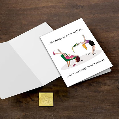 Female Friend Birthday Card Funny, Happy Birthday Card for Girls Mom Bestie Bff (Old Enough)