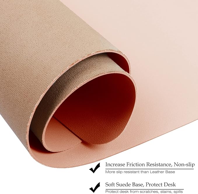 Boutilon Leather Desk Pad 35"x 17" Non-Slip Mouse Pad,Office Desk Mat,Waterprooft PU Leather Desk Blotter,Desk Pad Protector,Desk Writing Pad for Home Office Decor (L-Orange Pink,35"x 17")