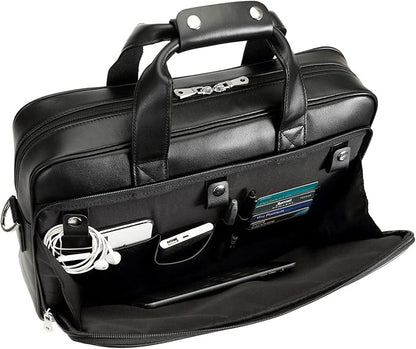 Polare Full Grain Leather 16.5'' Laptop Bag Briefcase for Men Business Messenger Work Bag Fits 15.6'' Laptop