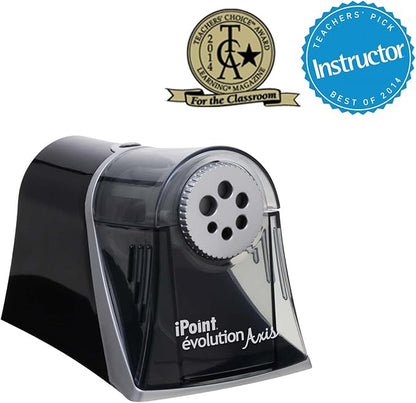 Westcott Electric iPoint Evolution Axis Heavy Duty Classroom Pencil Sharpener, Black and Silver