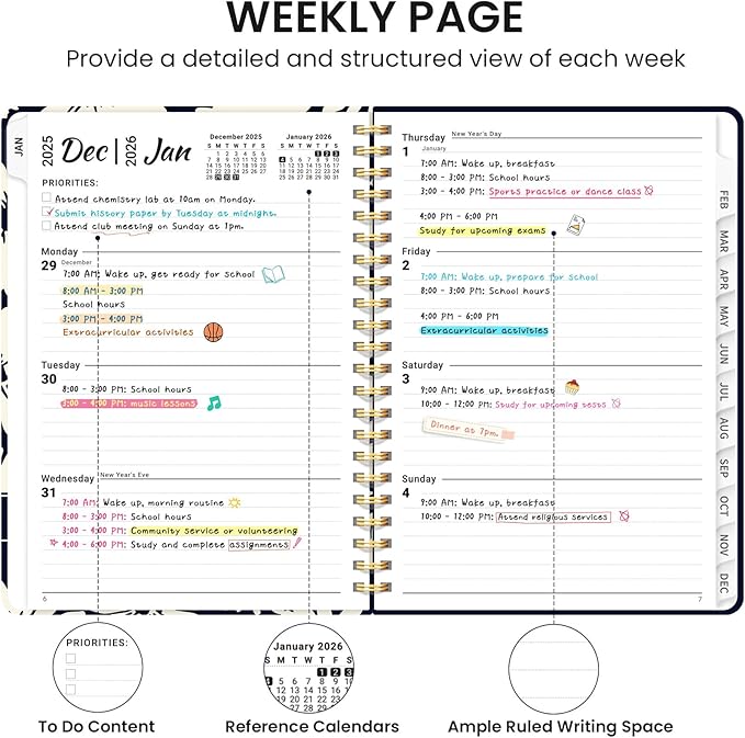 2026 Planner, Aesthetic Weekly and Monthly Planner for Women, Jan 2026 to Dec 2026, Hardcover 2026 Calendar Book with Monthly Tabs, Inner Pocket, Perfect for Office Home School - A4 (8.5" x 11"), Simple Daisy