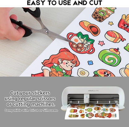 30 Sheets Printable Clear Sticker Paper for Inkjet Printer, Premium Vinyl Transparent Sticker Paper Waterproof, Dries Quickly, Vivid Colors, Tear Resistant, 8.5x11" Labels Great for Cutting Machines