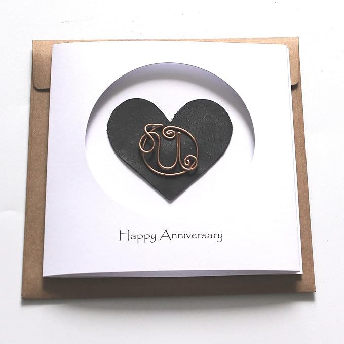 Personalized Initial Copper Card, Copper Initial, Anniversary Card for Her, Couple, Gift for Her (U)