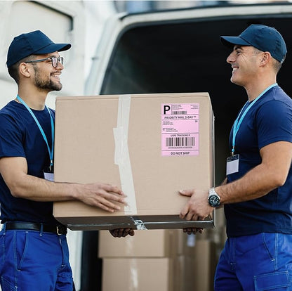 Phomemo 241bt Labels - Packs of 500 4X6 Per Fan-Fold Thermal Labels Compatible with Phomemo 241bt, D520BT, B246D Label Printer, Shipping Label for Bussines, Home, Office, Commercial Grade, Pink