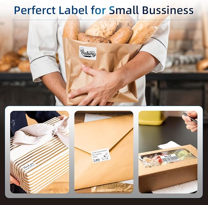 Phomemo Multi-Purpose Self-Adhesive Label for M120/M110/M220/M221/M150/M250 Label Maker,1.57'' x 1.18'' (40x30mm), 230Labels/Roll, for Barcode/Mailing/Logo/Address/Business/Home Tag, Black on White