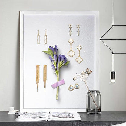 White Bulletin Board Cork Boards Vision Board with Felt, 23"x17" Small Display Pin Board for Walls, Desk, Jewelry, Notes, Collection, Photos, Office, White Framed and Felt Board, 1pc