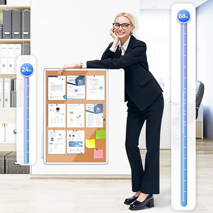 Magula 24"x18" Enclosed Cork Bulletin Board Tamper-Proof Dispaly Case, Aluminium Frame, Shatter Resistant Lockable Bulletin Board, Enclosed Cork Board for School, Office, Commercial, Hospital etc