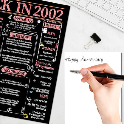 Joycard 23rd Anniversary Card for Women, Wedding Card for Wife, Sweet Marriage Decorations Gifts for Couple, Perfect for Her on Anniversary Day, Back in 2002