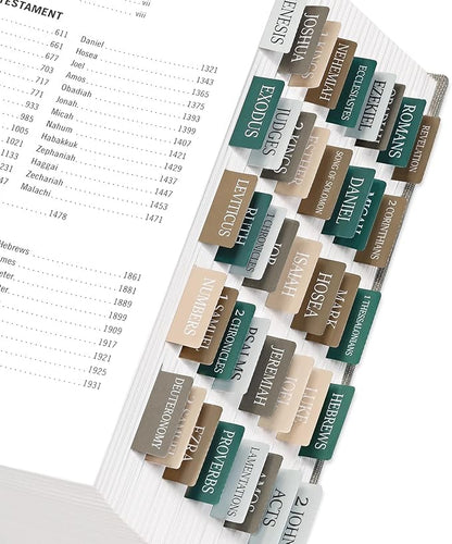 Bible Tabs for Women & Men, Laminated Bible Tabs for Study Bible, Large Print Neutral Bible Tabs for Easy Navigation, Bible Index Tabs, 66 Tabs Old & New Testament, Extra 9 Blank Tabs - Winter Wood