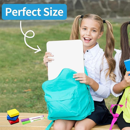 2 PC Small White Board Dry Erase Classroom Pack Boards 9" x12” Personal Whiteboards for Students Teachers School Supplies Lapboards,with Whiteboard Erasers Incl and Colors Pens