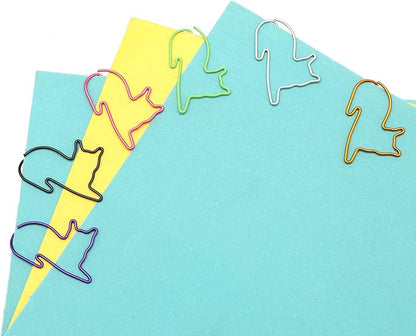 Adorable Cat Lover's Set: 6 Colorful Cat Paper Clips and Silhouette Cat Sticky Notes - Perfect Office Desk Accessories for Work and School