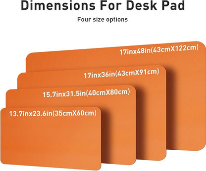 Aothia Leather Desk Pad Protector, Office Desk Mat, Large Mouse Pad, Non-Slip PU Leather Desk Blotter, Laptop Desk Pad, Waterproof Desk Writing Pad for Office and Home (48"x17", Hermes Orange)
