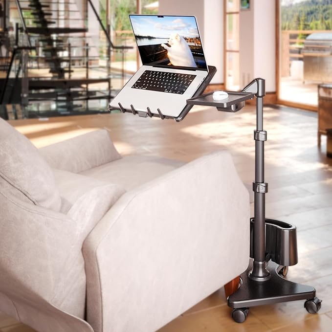 LEVO G2 Rolling Laptop Workstation Stand Cart Desk for Laptops, Books, Tablets, and Art, Made for Sofa, Bed, Chair, or Standing