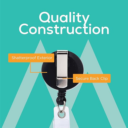 Will Well Badge Holders with Belt Clips for Securing onto Pockets and Purse Straps, with Retractable 27.5" UHMWPE Fiber Pull Cords, Strong Build with Fun Designs - 2-Pack, Cow Print