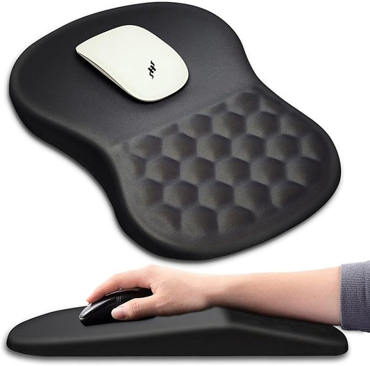 Hokafenle Ergonomic Mouse Pad Wrist Support with Massage Design, Wrist Rest Pain Relief Mousepad with Memory Foam&Non-Slip PU Base, Mouse Pads for Wireless Mouse & Desk (12x8 inch,Dark Grey)