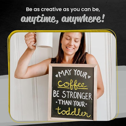 Metallic Chalk Markers (2 Pack) Liquid Chalk Pens for Blackboards, Chalkboard, Bistro Menu, Window Markers for Cars - Wet Wipe Erasable - 15mm Jumbo Nib