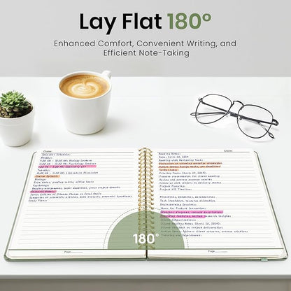 Lined Spiral Journal Notebook for Women, A5 College Ruled Journals for Writing, Hardcover Notebooks for Work, Note taking and Office School Supplies,140 Pages - Green