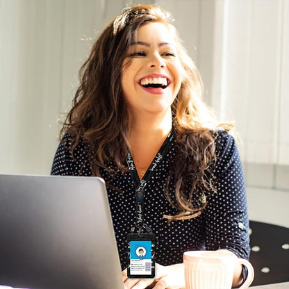 ID Badge Holder with Breakaway Lanyard, Inspirational Quote Lanyards for ID Badges Ajustable, Positive Retractable Badge Reel Heavy Duty, Teacher Nurse Work Office Gifts