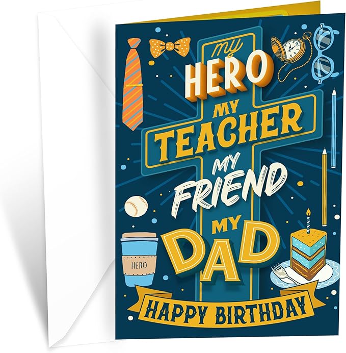 Prime Greetings Religious Birthday Card For Dad, Made in America, Eco-Friendly, Thick Card Stock with Premium Envelope 5in x 7.75in, Packaged in Protective Mailer