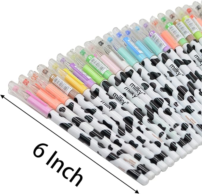 Yansanido Pack of 12 Colors Kawaii Cow Design Gel Pen for Office School Home Travel Gift for Friends and students (12)