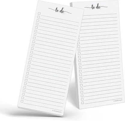 321Done Magnetic To Do List Notepad 2-Pack - 3.7 x 8.5 (1/3 Sheet Slim Skinny Size), Made in USA - College Ruled - Simple Stylish to-Dos Memo Pad for Planning, Tasks, Appointments, Reminders, Home