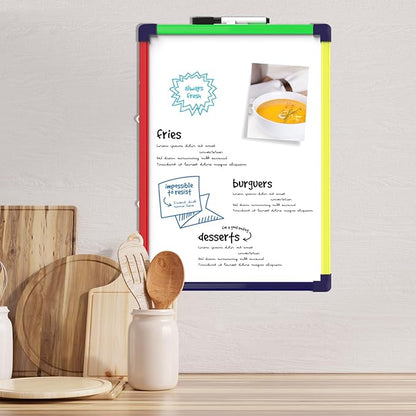 MaxGear Colorful Small Dry Erase Board, 14"x11" Double-Sided Hangable with Dry Erase Marker, Portable Whiteboard for Home School Office - Planning Writing Learning Drawing Art Education