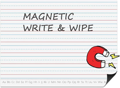 Large Magnetic Dry Erase Lined Paper, Handwriting Paper for Whiteboard, Reusable Lined Dry-Erase Sheets for Classroom, Strong Magnetic for Easy Use on Whiteboards & Metal Surfaces 17″×23″