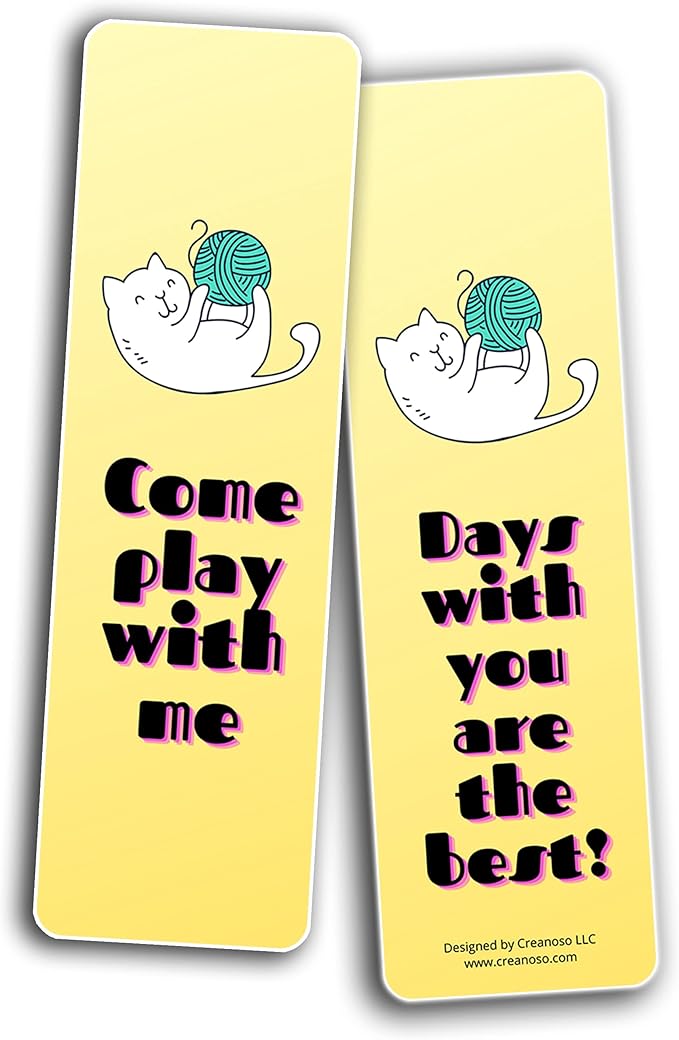 Creanoso Cats Make My Life Complete Bookmarks (5-Sets X 6 Cards) – Daily Inspirational Card Set – Interesting Book Page Clippers – Great Gifts for Adults and Professionals