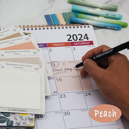 Pastel Transparent Sticky Notes, 4 Pads 3X3 Inch See Through Annotating Sticky Notes for Annotating, Bible Journaling Supplies, Office School Supplies, 50 Sheets/Pad