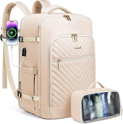 LOVEVOOK Travel Backpack for Women,Carry On Backpack Flight Approved with Toiletry Bag,Expandable Large Laptop Backpack Women Waterproof Backpack Fit 17.3 Inch with USB Charging Port Shoes Compartment