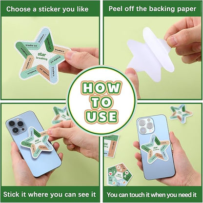 Libima 72 Pieces Anxiety Sensory Stickers Anxiety Textured Stickers Fidget Stickers Mindfulness Sticker School Counselor Supplies Adult Sensory Items Anxiety Relief, 9 Styles (Fresh Color)