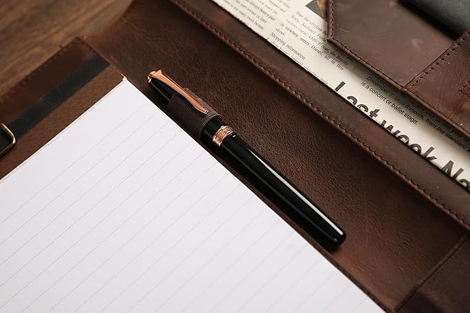 Personalized Leather Portfolio for Lefty, Engraved Leather Clipboard Portfolio Binder, Custom Leather Padfolio Leather Legal Portfolio, Christmas Gift for Him/Her (Clipboard, Khaki-Custom)