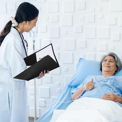 Cholemy 36 Pcs Plastic Pocket Folders with Prong 2 Heavy Duty Pockets Folders with 3 Prongs Letter Size Paper Folders Bulk File Plastic Folders with Fasteners for Office Workers (Black)