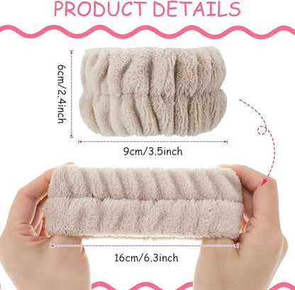 Chuangdi 4 Pairs Wrist Bands for Washing Face Wrist Spa Microfiber Wash Towel Band Scrunchies Absorbent Wristbands Sweatband for Women Prevent Liquid from Spilling