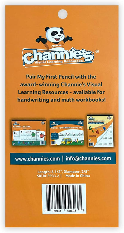 Channie's My First Pencil, Easy-to-Hold Write Size Graphite Jumbo Barrel Presharpened Wooden 2B Small Pencils for 3-7 Year Olds, Brown Color, 2 Pack (5 Pencils Each)