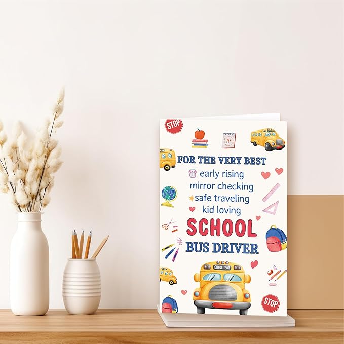 Funny School Bus Driver Appreciation Gifts, Cute School Bus Driver Retirement/End of School Year Gift Card for Him Her