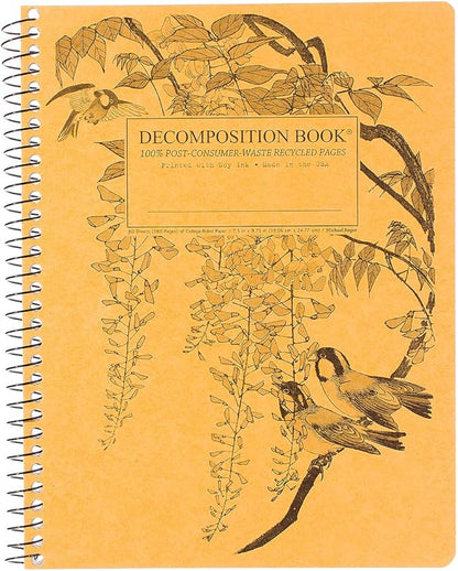 Decomposition Leafy Perch College Ruled Spiral Notebook - 9.75 x 7.5 Journal with 160 Lined Pages - 100% Recycled Paper - Notebooks for School Supplies, Home & Office - Made in USA