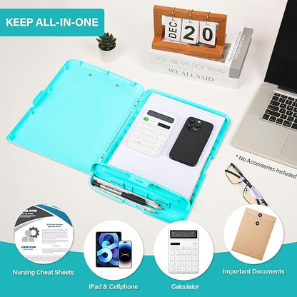 Clipboard with Storage, High Capacity Clip Boards 8.5x11 with Storage, Plastic Nursing Clipboard Folder with Pen Holder, Heavy Duty Storage Clipboard with Low Profile Clip for School & Office