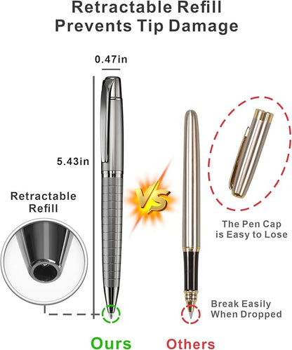 Cambond Ballpoint Pens Black Pens - Bulk Pens Metal Pen for Journaling Gift Business Men Police Flight Attendants 1.0 mm Medium Point Nice Pens, 3 Pens with 6 Refills (Gun Black)