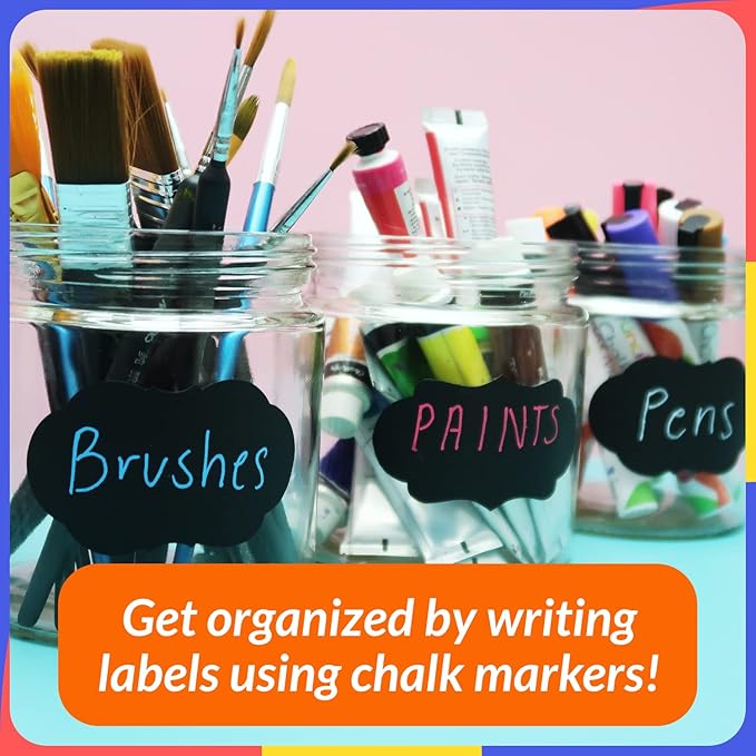 10 Extra Fine Tip Chalk Markers for Chalkboard Signs, Blackboard, Window, Labels, Bistro, Glass, Car (10 Pack, 1mm) - Wet Wipe Erasable Ink Chalkboard Markers, Liquid Chalk Pens