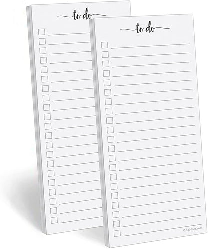 321Done To Do List Notepad 2-Pack, 3.7 x 8.5 (1/3 Sheet Slim Handheld Size) - Made in USA, Simple Stylish To-Dos Memo Pad for Planning, Tasks, Appointments, Reminders, Home, Office - Wide-Ruled