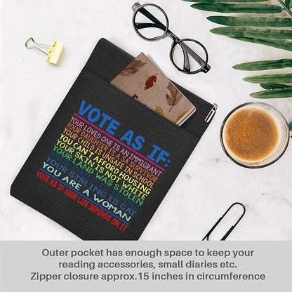 Book Themed Gifts Waterproof Book Sleeve Book Pouch LGBT Equality Rights Reading Gifts for Women Sister Book Covers for Paperbacks Book Accessories Book Protector with Zipper and Front Pocket